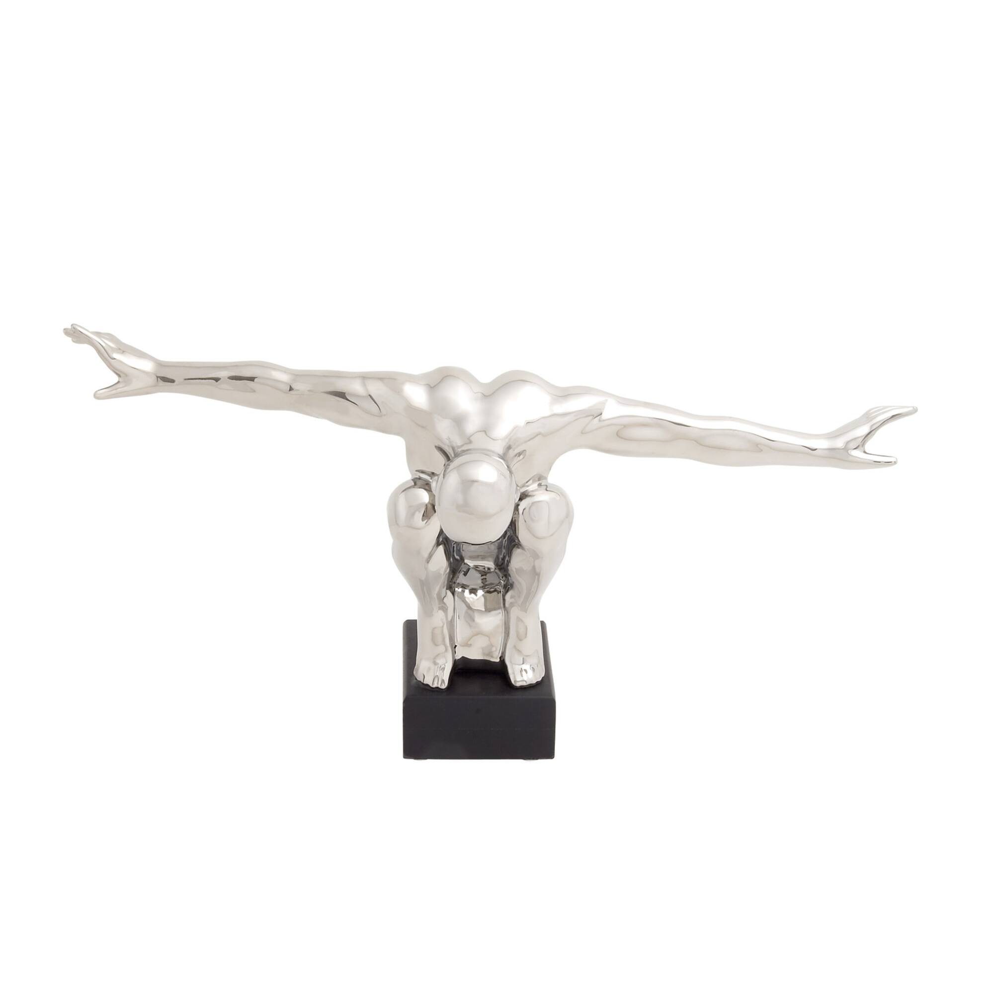 17" Silver Porcelain Traditional Man Sculpture